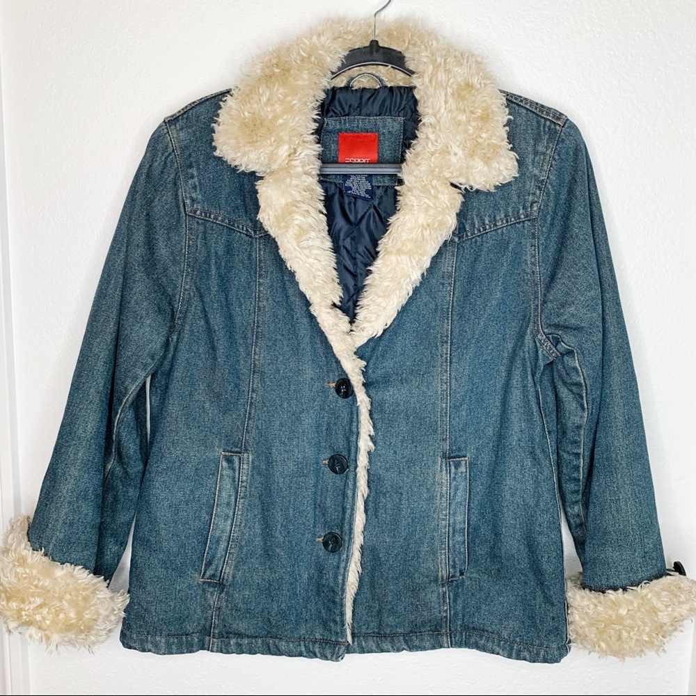 Esprit Woman’s Denim Jacket w Faux Fur - Picture 2 of 8